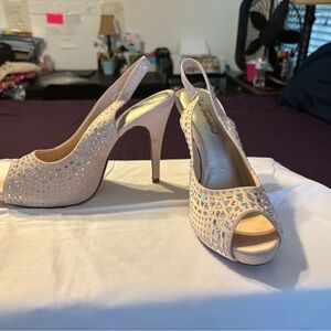 Lulu Townsend  Peep-Toe rhinestone Slingback Heels